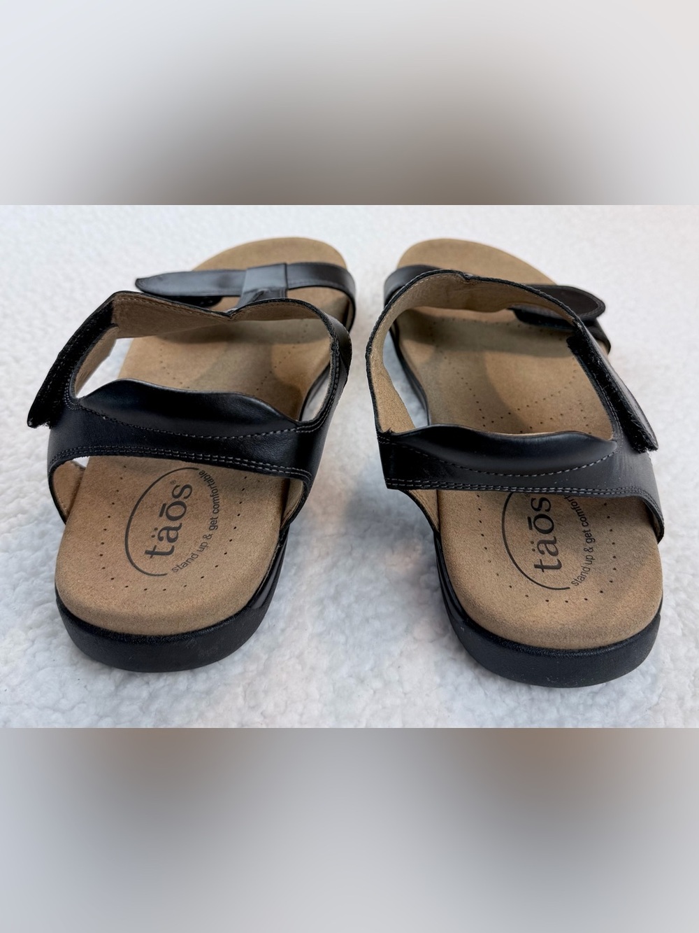 TAOS • Black/Tan Leather Open Toe T‑Strap Comfort Sandals, 9 - Picture 7 of 16